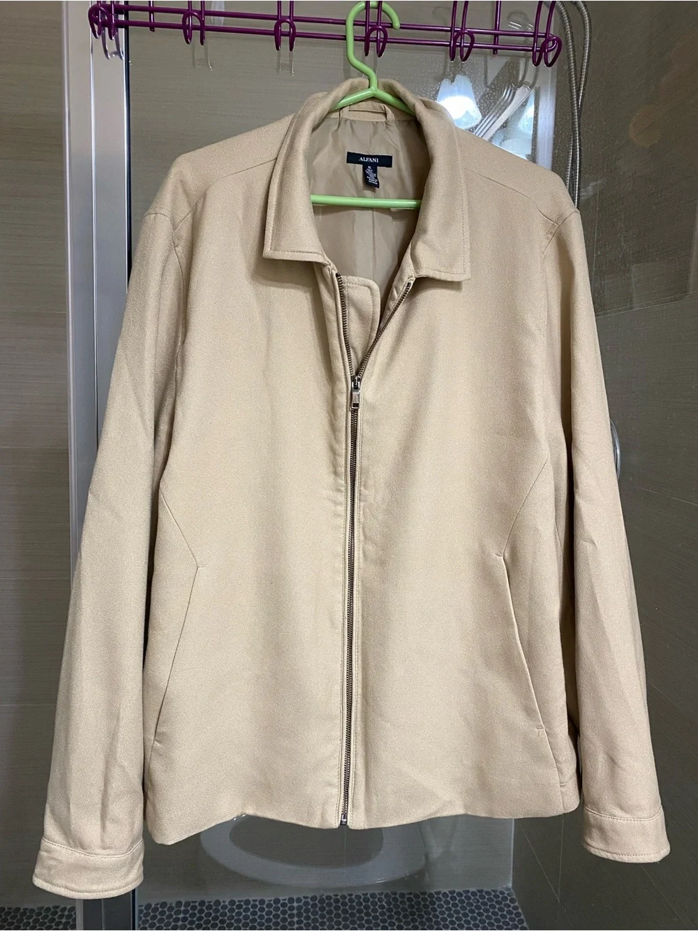 Alfani Light Beige Zip-Front Jacket